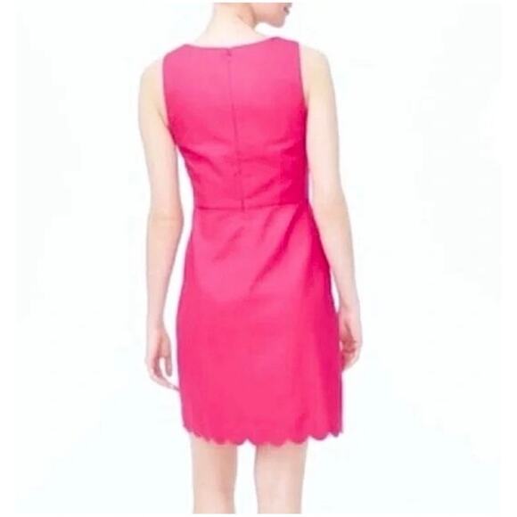 J. Crew Women’s Sz 8 Pink Scalloped Square Neck Dress Basketweave Sleeveless - Picture 2 of 16